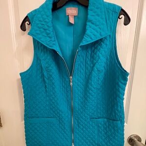 Chico's Quilted Full Zip Lightweight Vest Vibrant Teal size 0